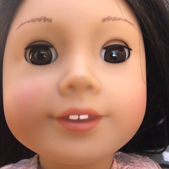 American Girl Doll with peach lace dress  and sandals - Picture 9 of 9